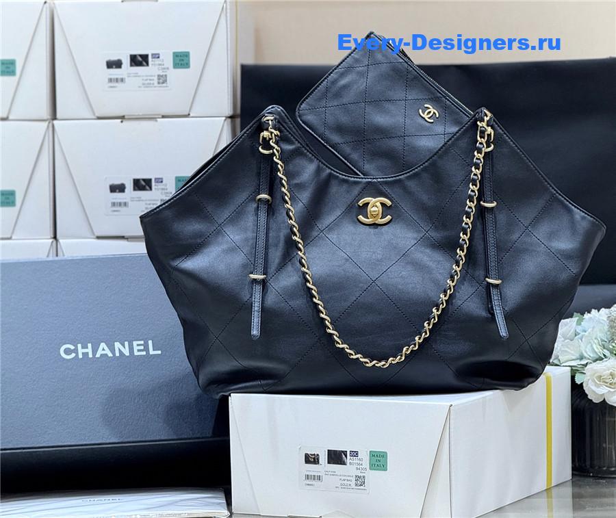 Ch**el black calfskin maxi tote