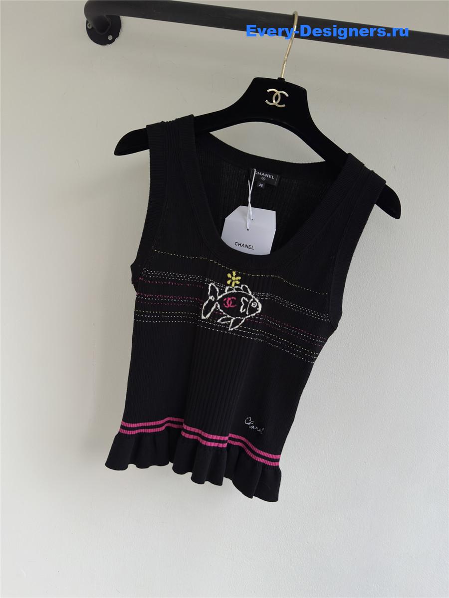 Ch**el embroidered knit vest top