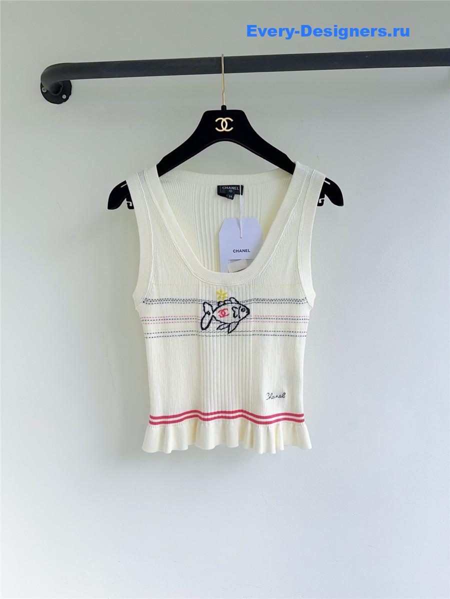 Ch**el white embroidered knit vest