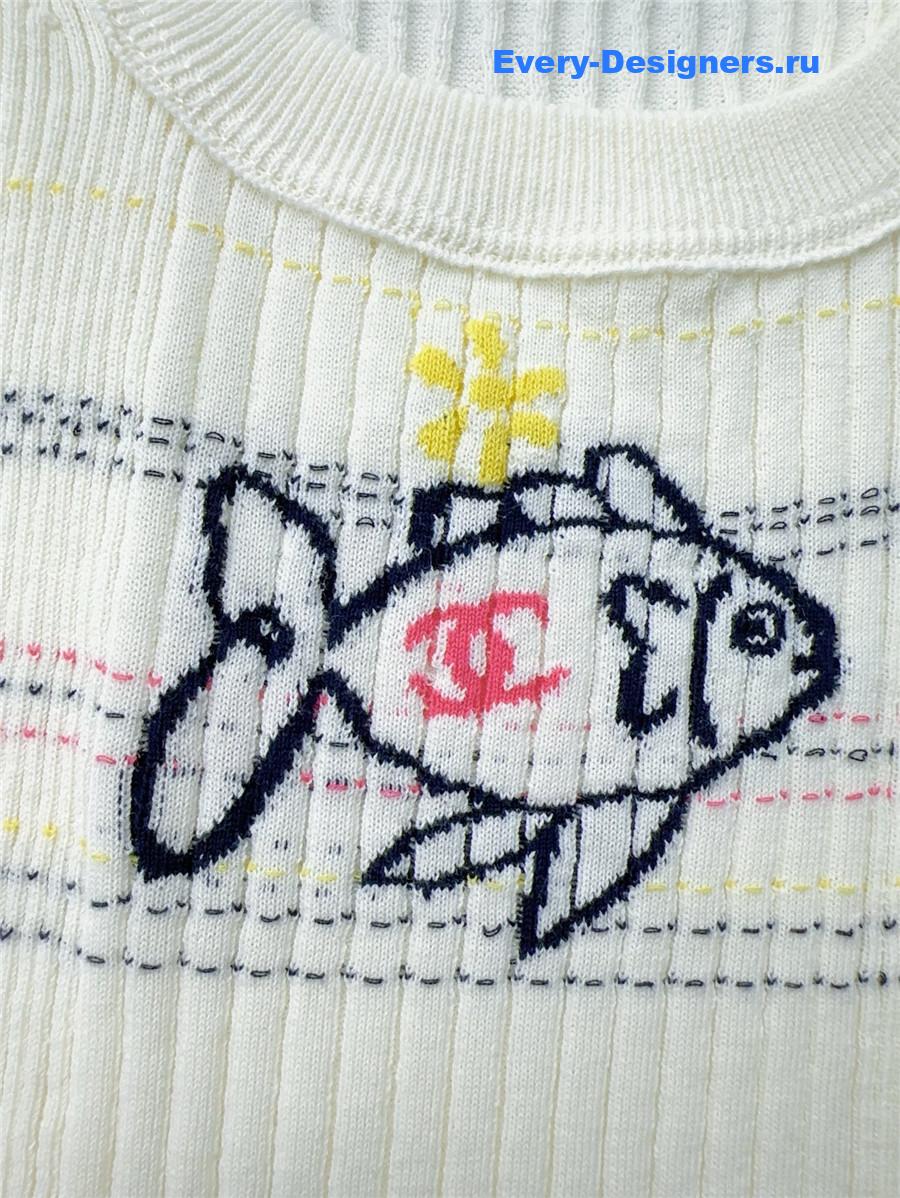 Ch**el white embroidered knit vest