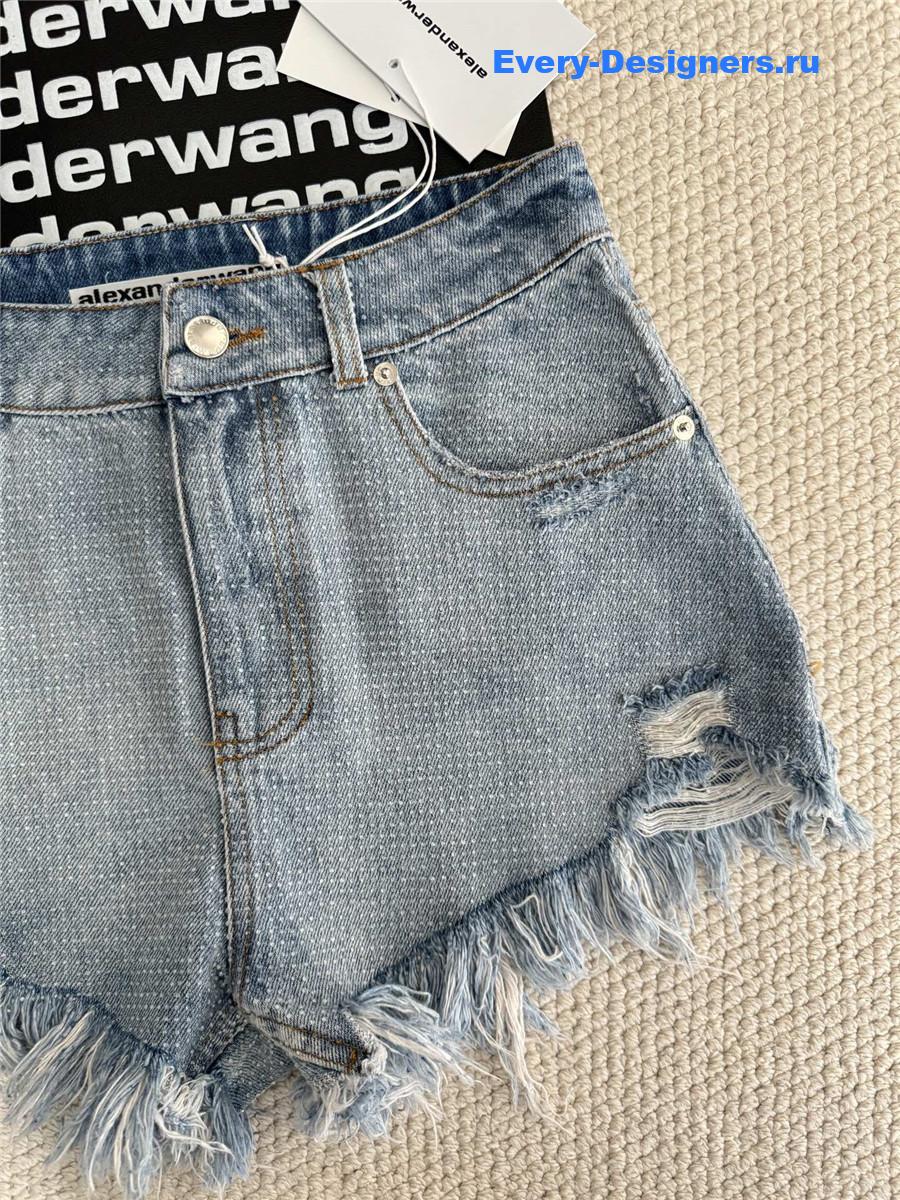 A1exa*der wang rhinestone frayed denim shorts