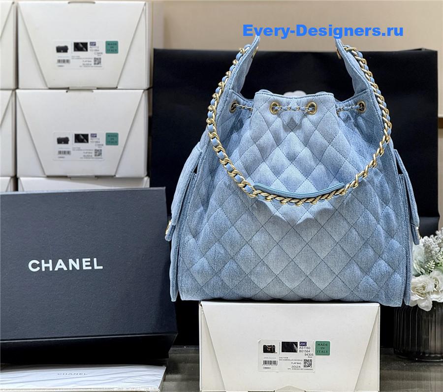 Ch**el blue washed denim handbag