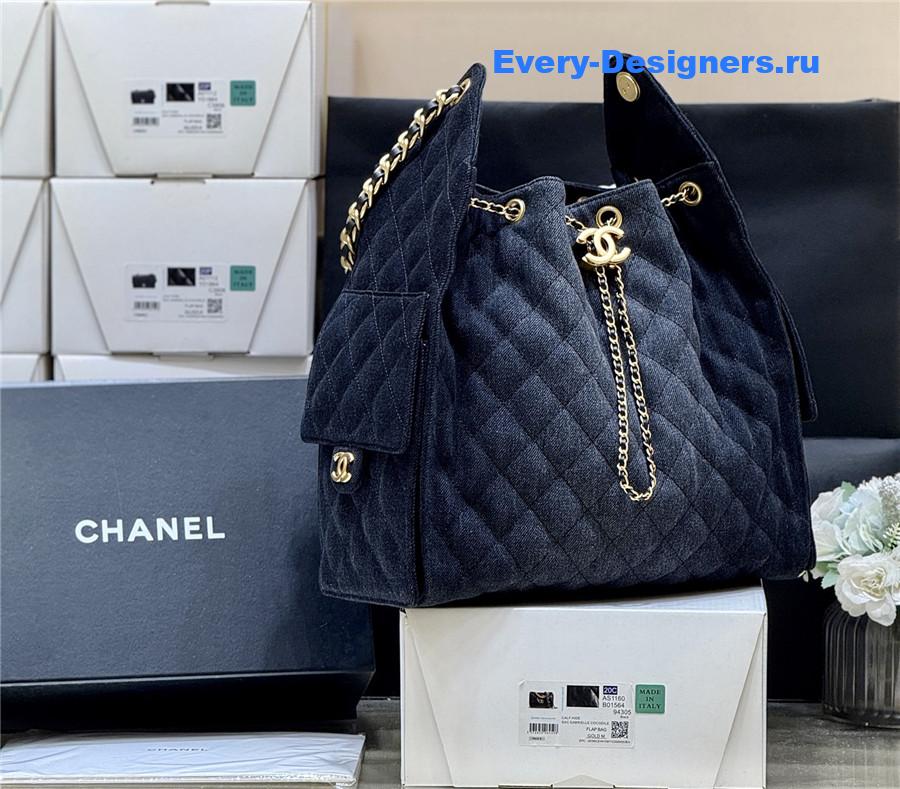 Ch**el dark blue denim handbag