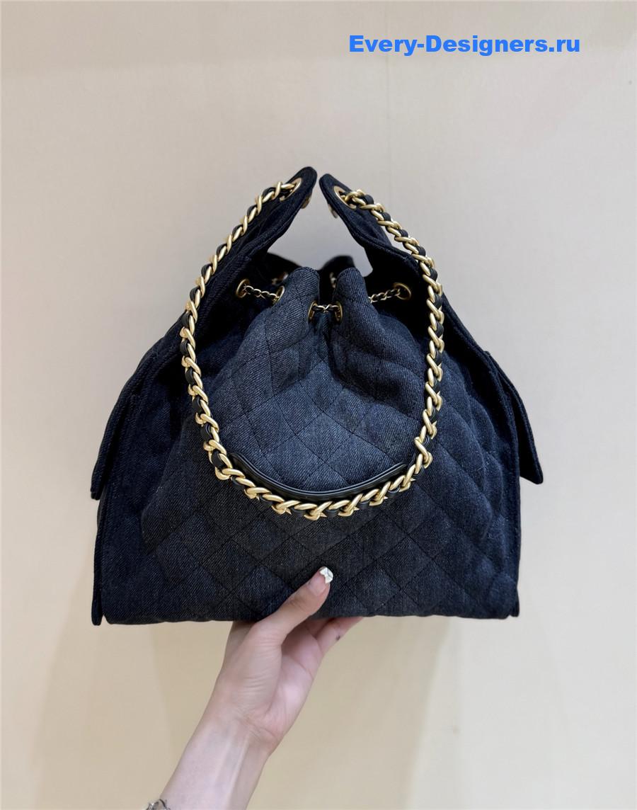 Ch**el dark blue denim handbag