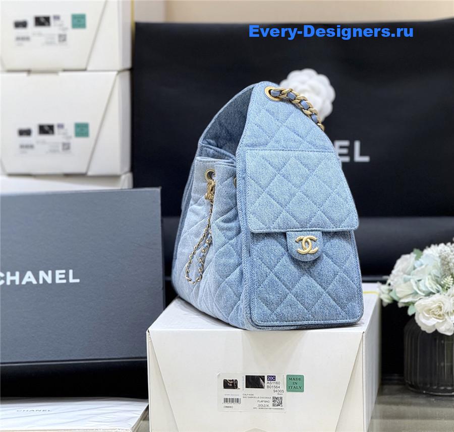 Ch**el small light blue washed denim handbag