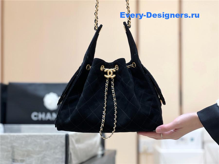 Ch**el small black suede calfskin handbag