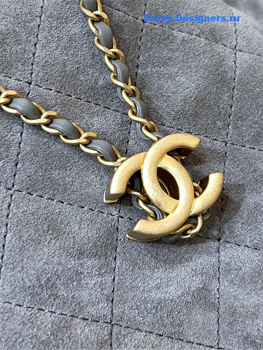 Ch**el small grey suede calfskin handbag