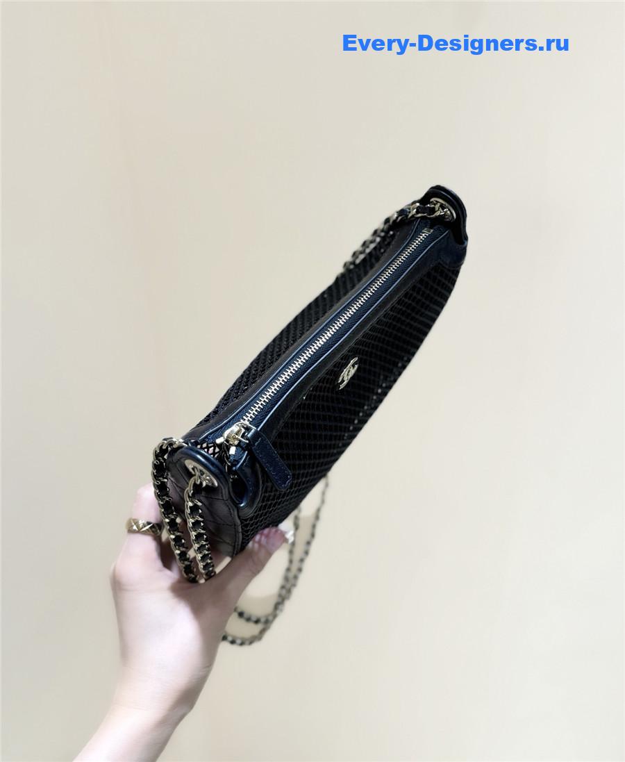 Ch**el chain black mesh lambskin clutch