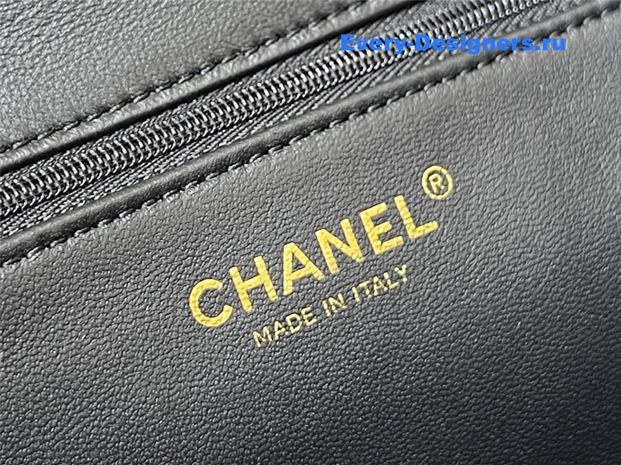 Ch**el black quilted teddy shearling large flap bag