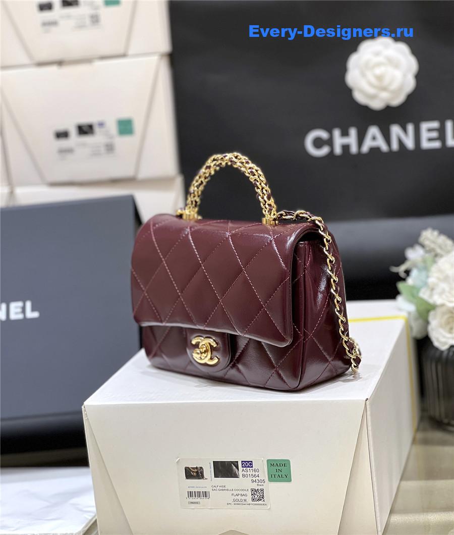 Ch**el burgundy mini flap bag
