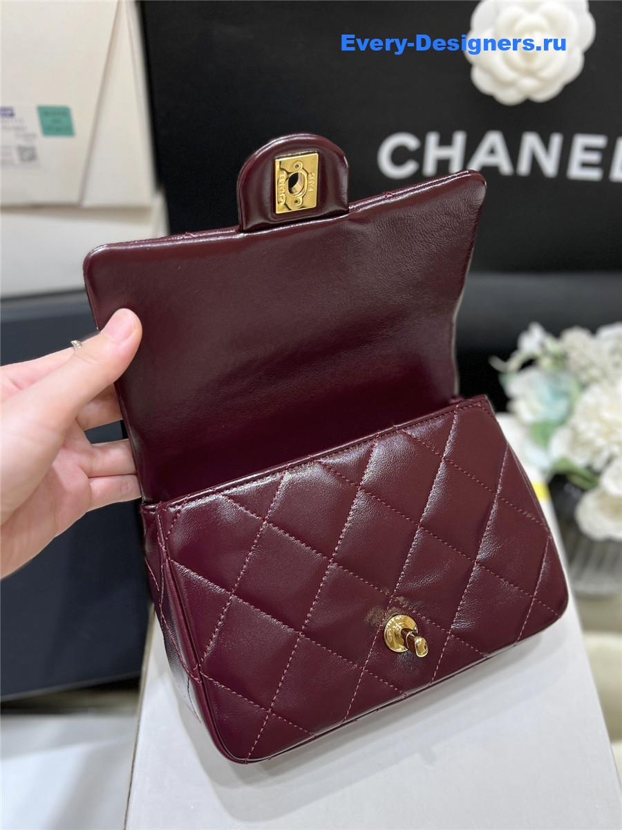 Ch**el burgundy mini flap bag