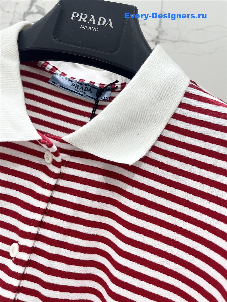 Pra*a striped knit polo shirt
