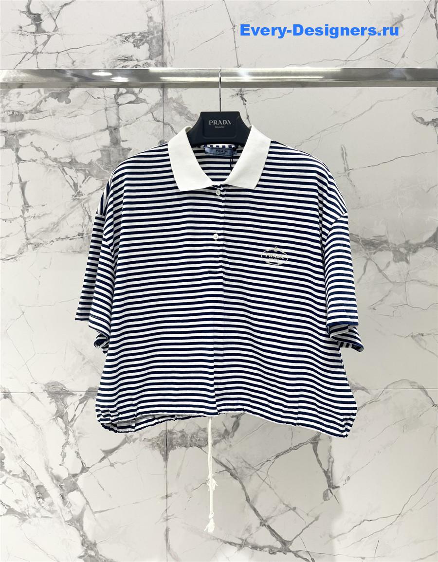 Pra*a blue striped polo shirt