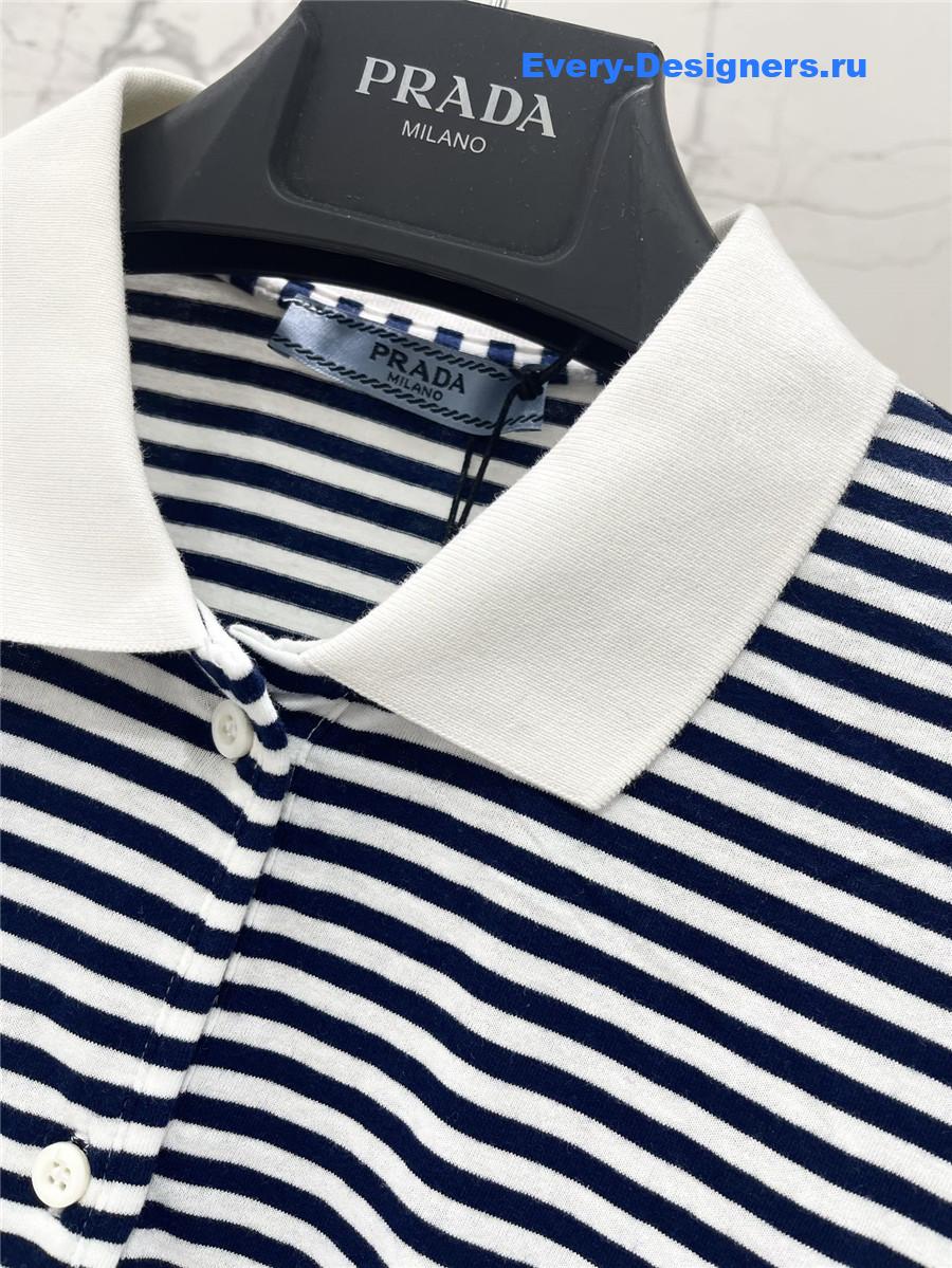 Pra*a blue striped polo shirt