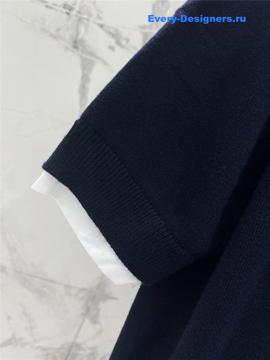 Miu Miu Short Sleeve Polo Top in Blue