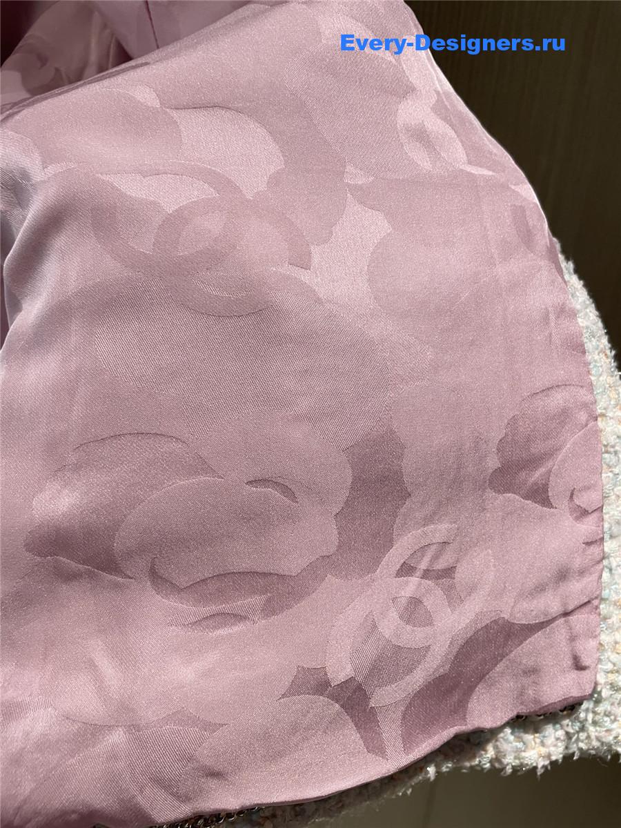 Ch**el checked tweed blue pink coat