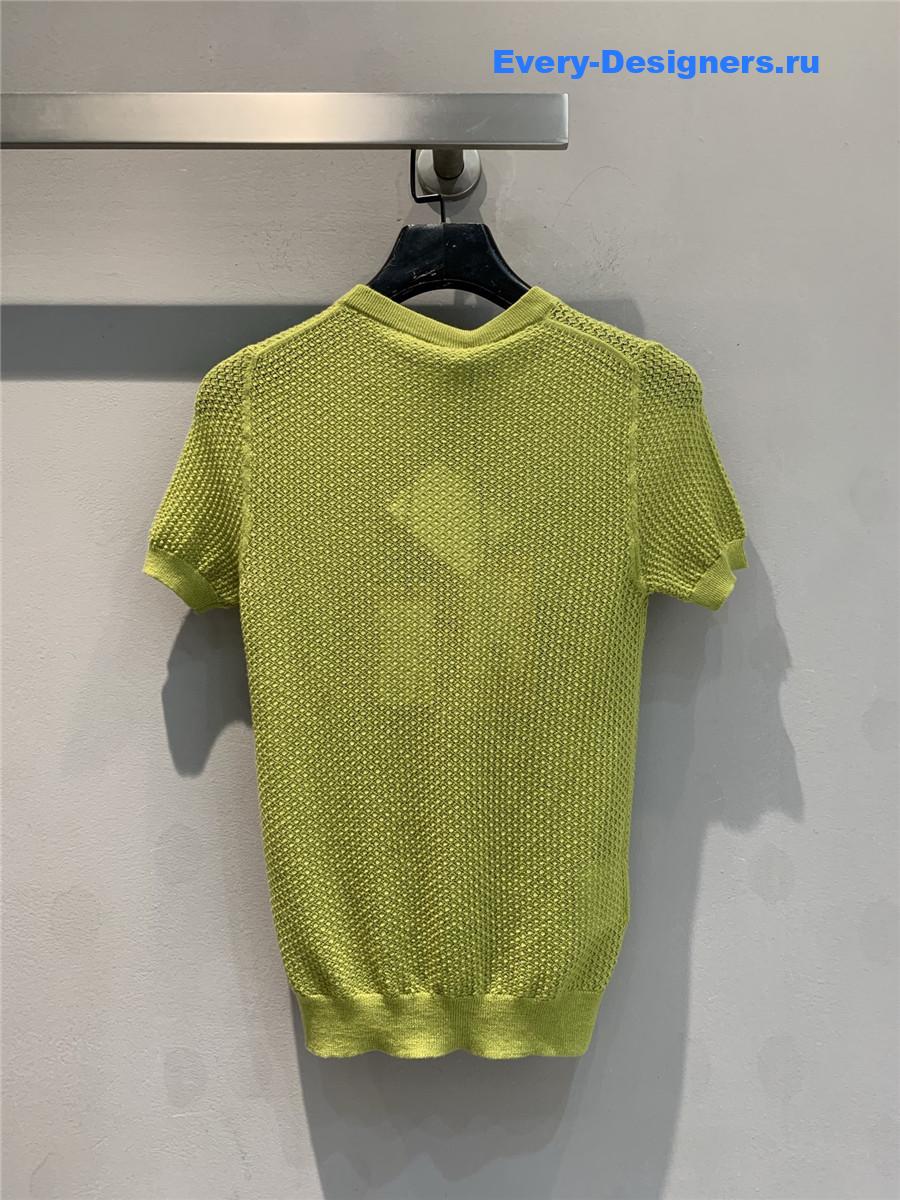 Miu Miu Green Cashmere Knit Top