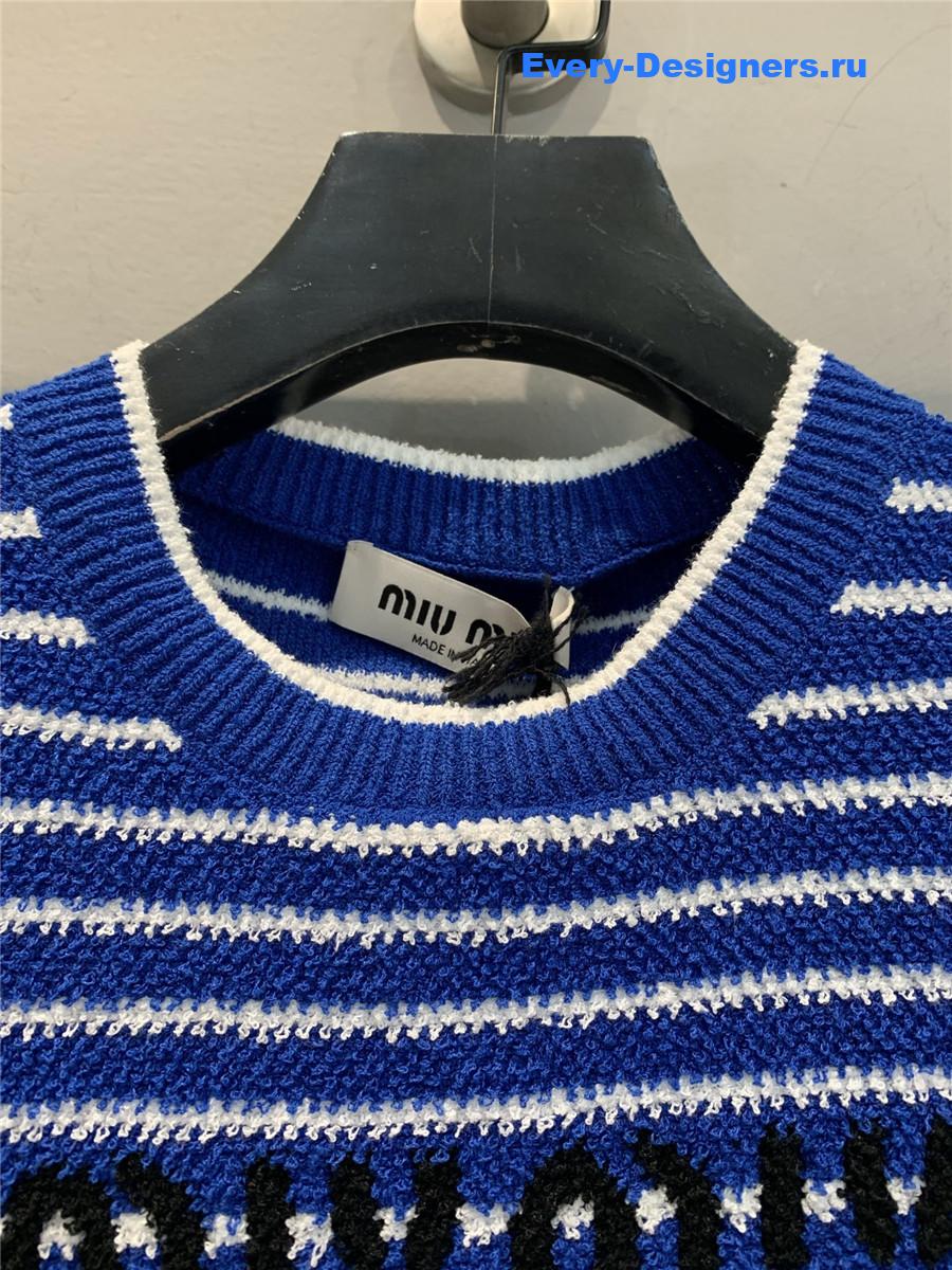 Miu Miu Blue White Striped Knit Top