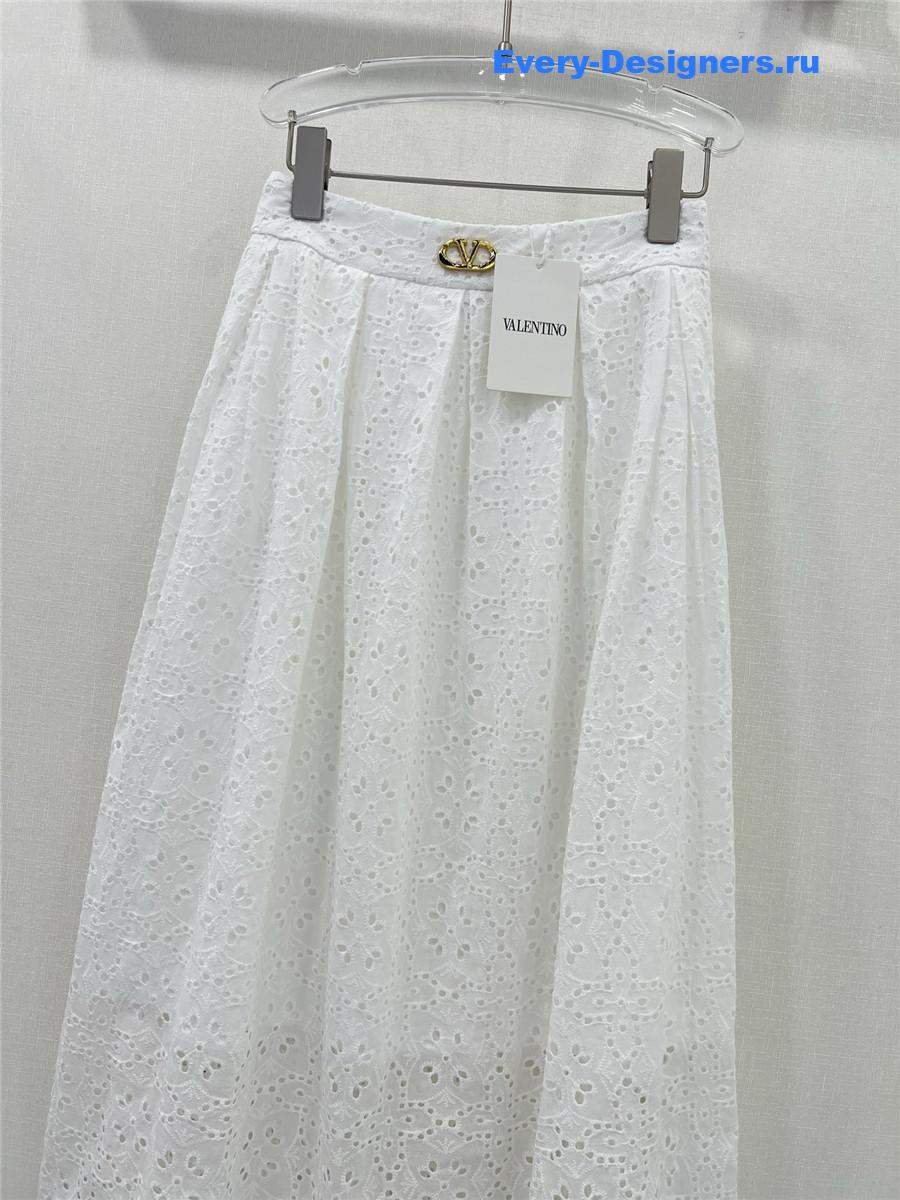 Va1e*ntin0 white lace midi skirt