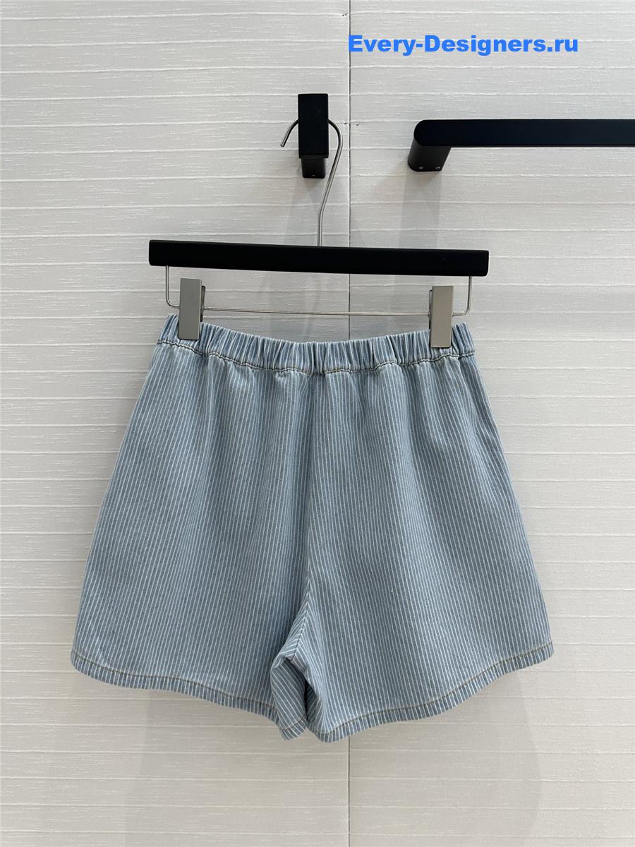 Miu Miu Striped Denim Shorts