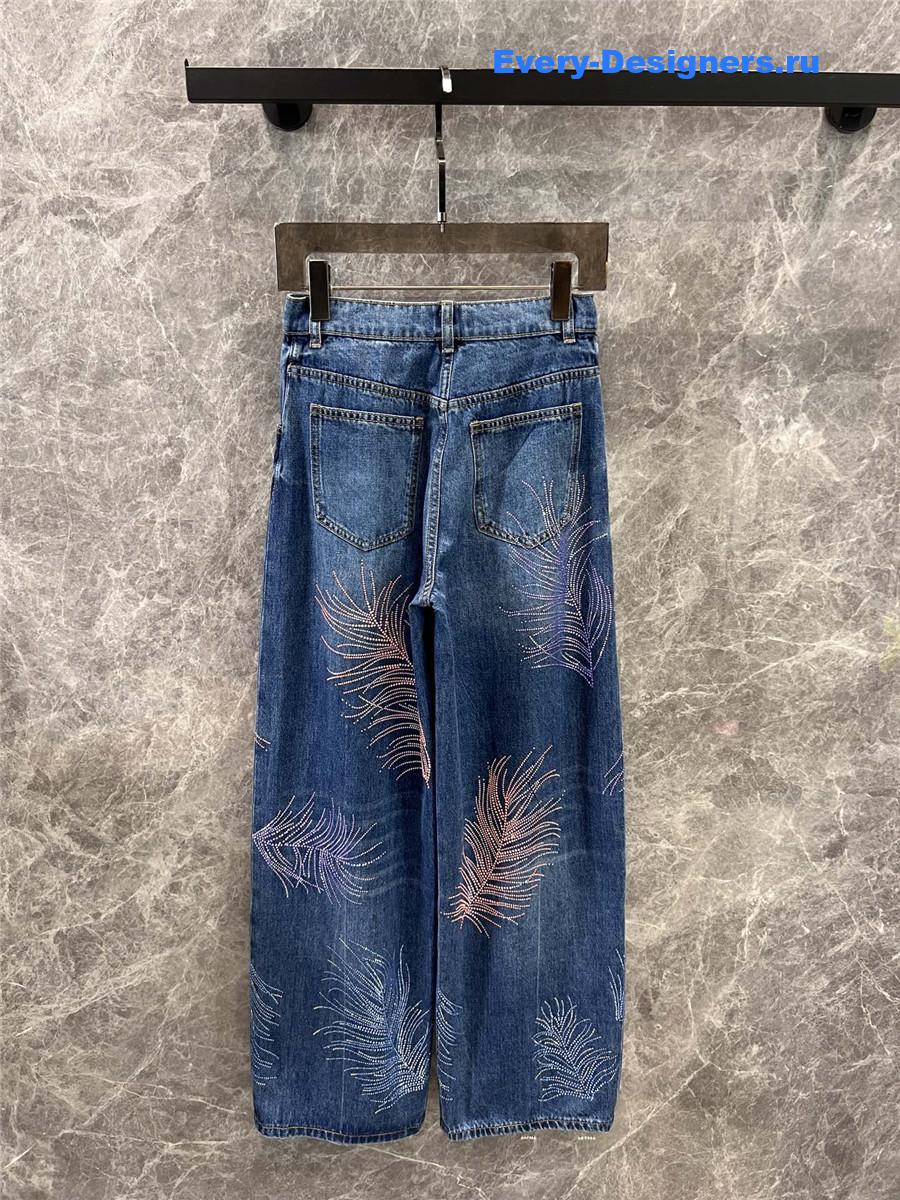 ch**el blue feather D1am0nd jeans