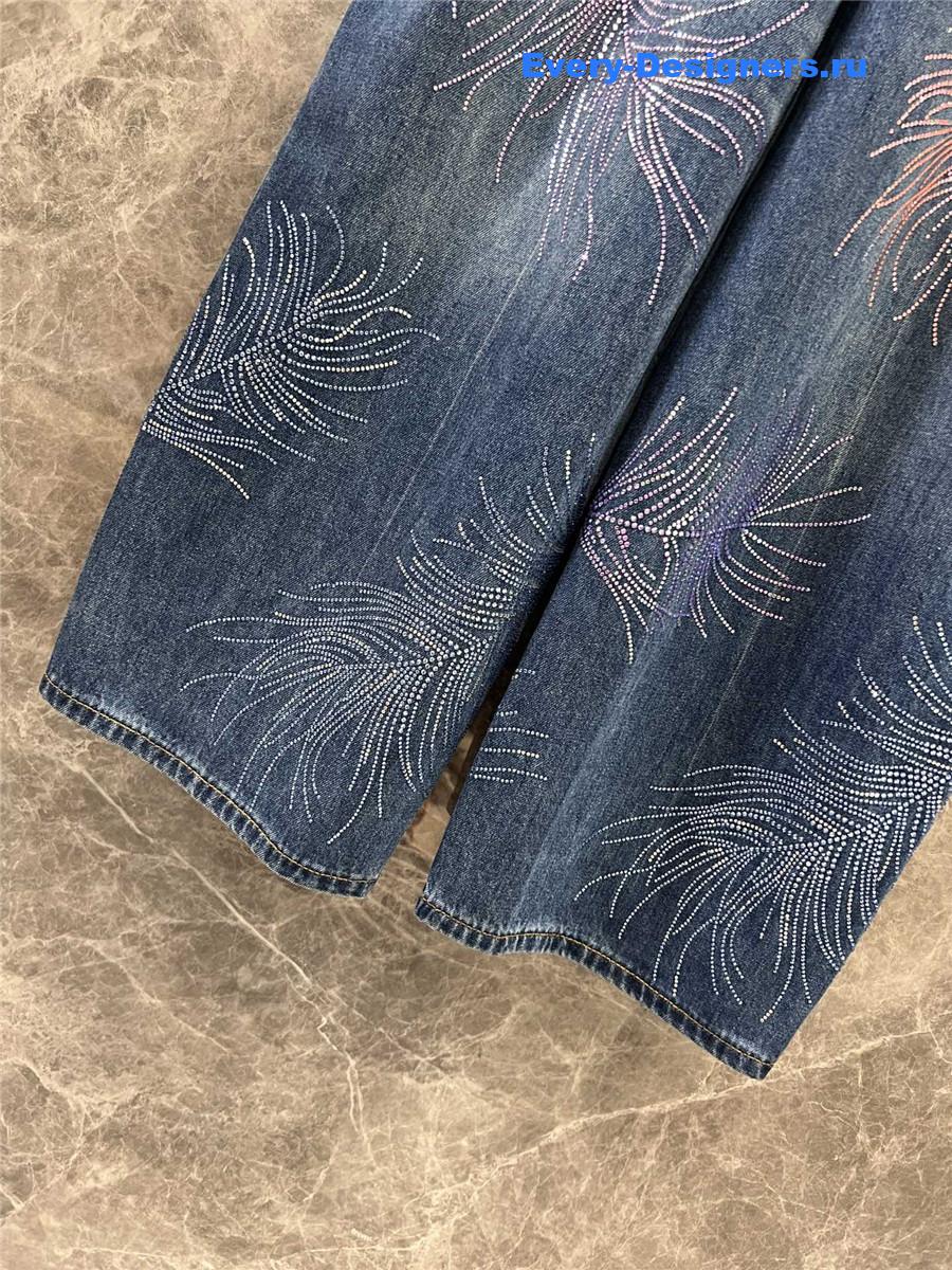 ch**el blue feather D1am0nd jeans