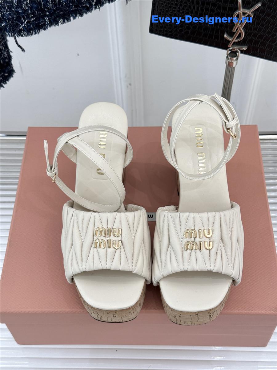 Miu Miu Quilted Platform Sandals