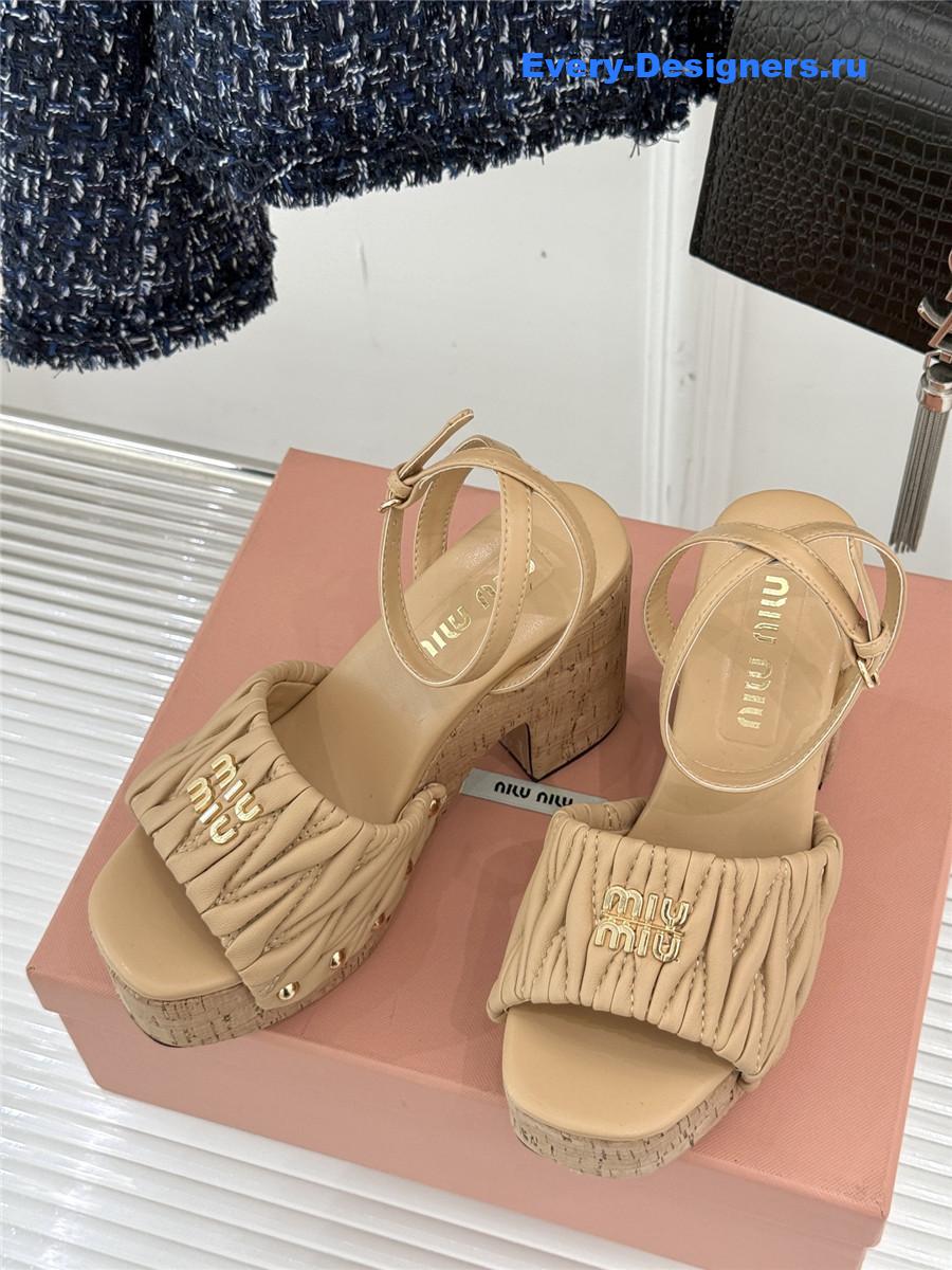 Miu Miu Brown Quilted Sandals