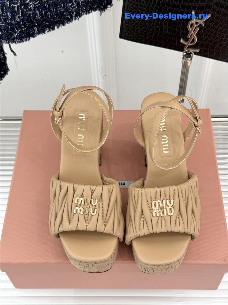 Miu Miu Brown Quilted Sandals