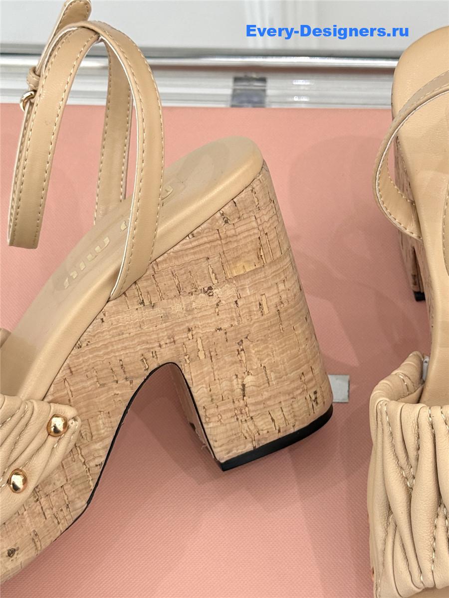 Miu Miu Brown Quilted Sandals