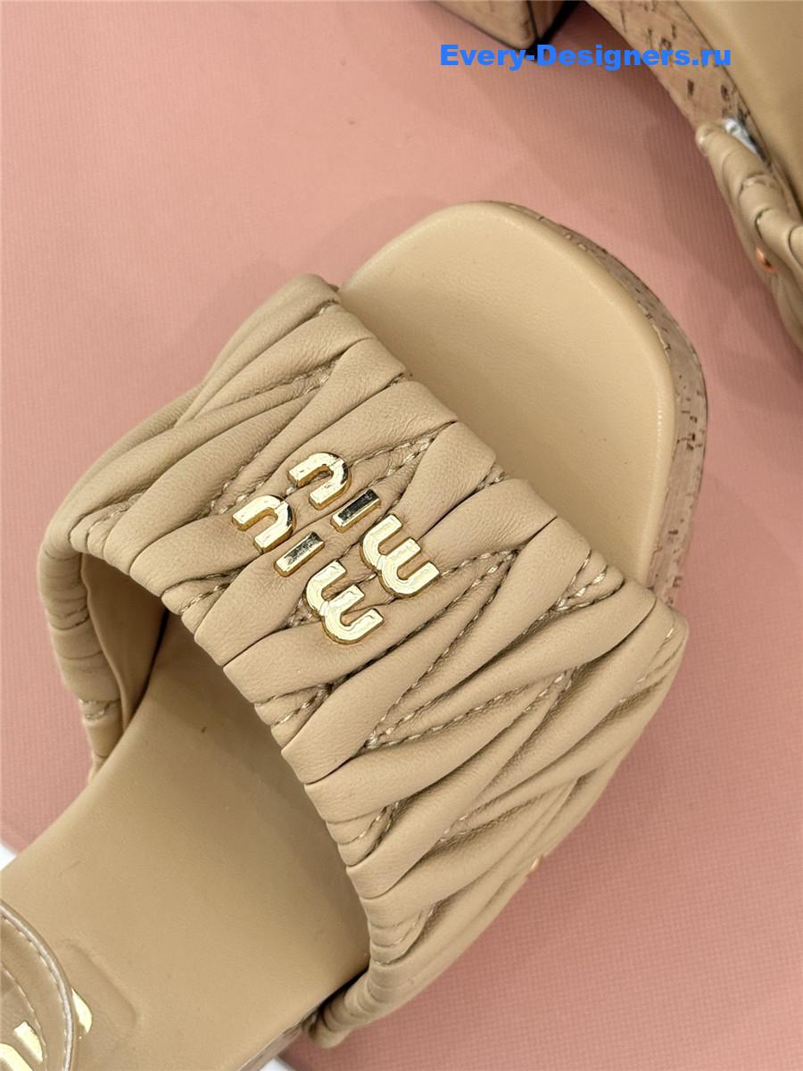 Miu Miu Brown Quilted Sandals