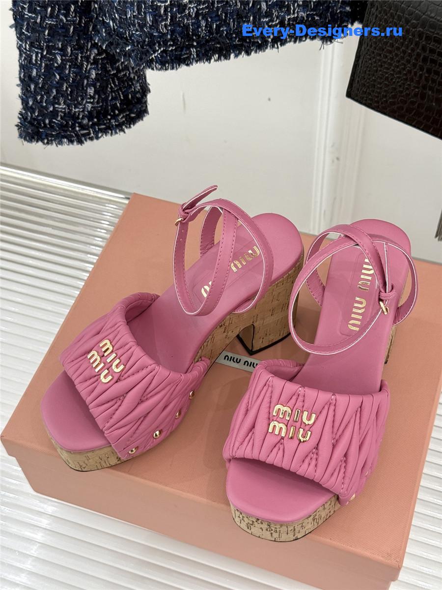 Miu Miu Pink Quilted Sandals