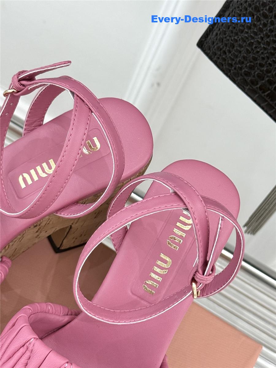 Miu Miu Pink Quilted Sandals