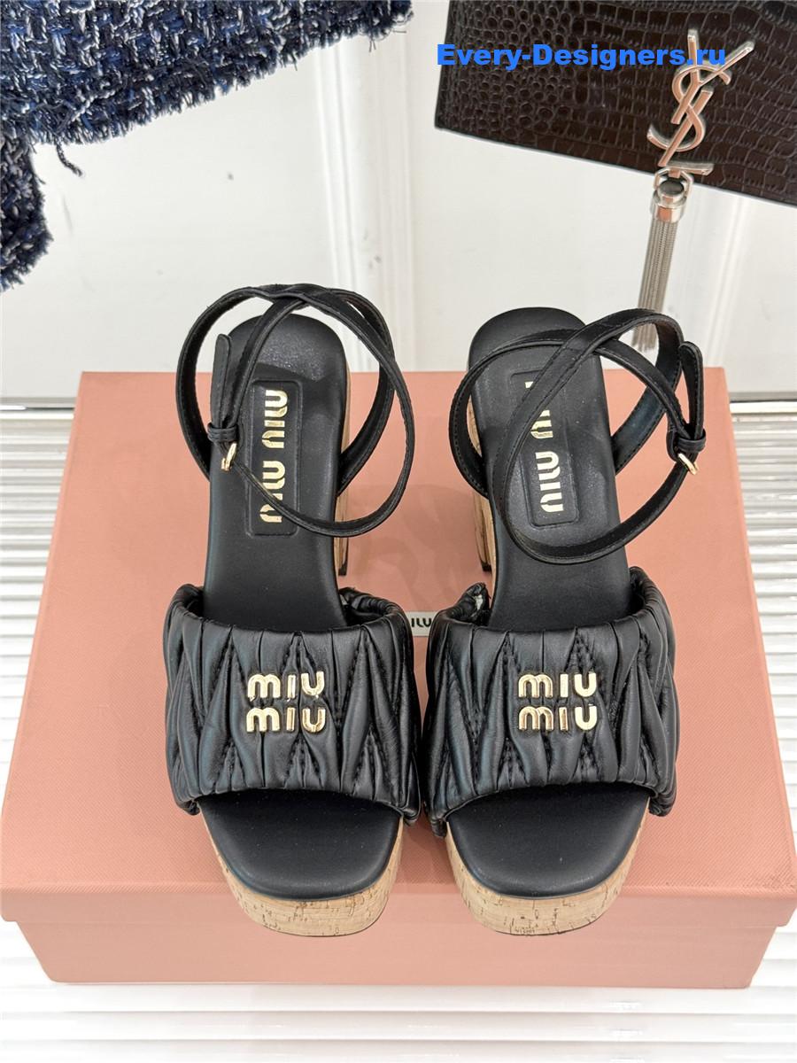 Miu Miu Black Quilted Sandals