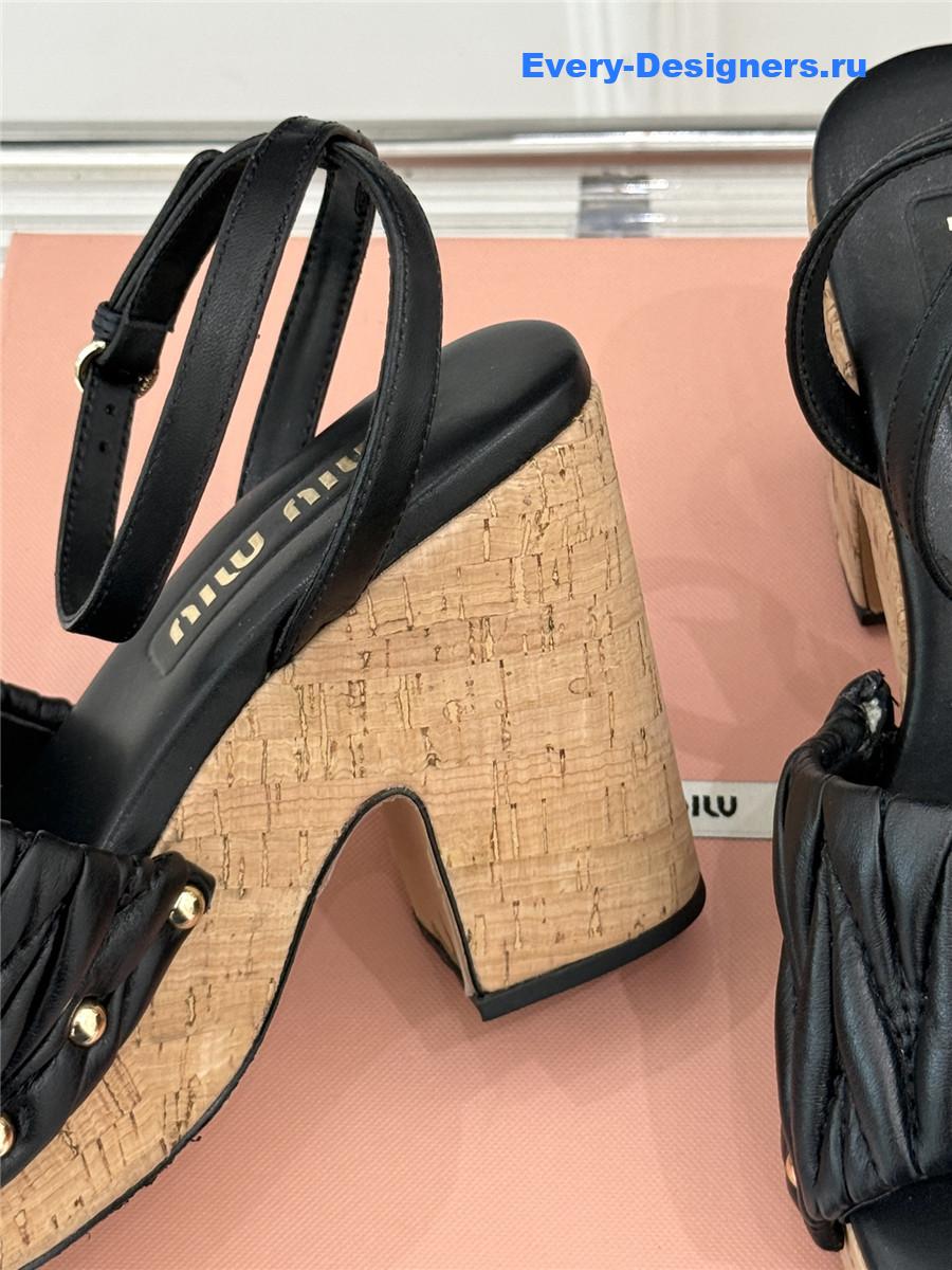 Miu Miu Black Quilted Sandals