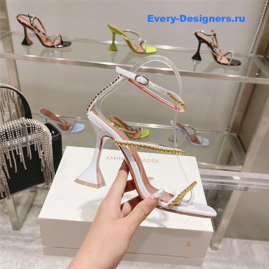 Amina Muaddi Gilda Sandals In White