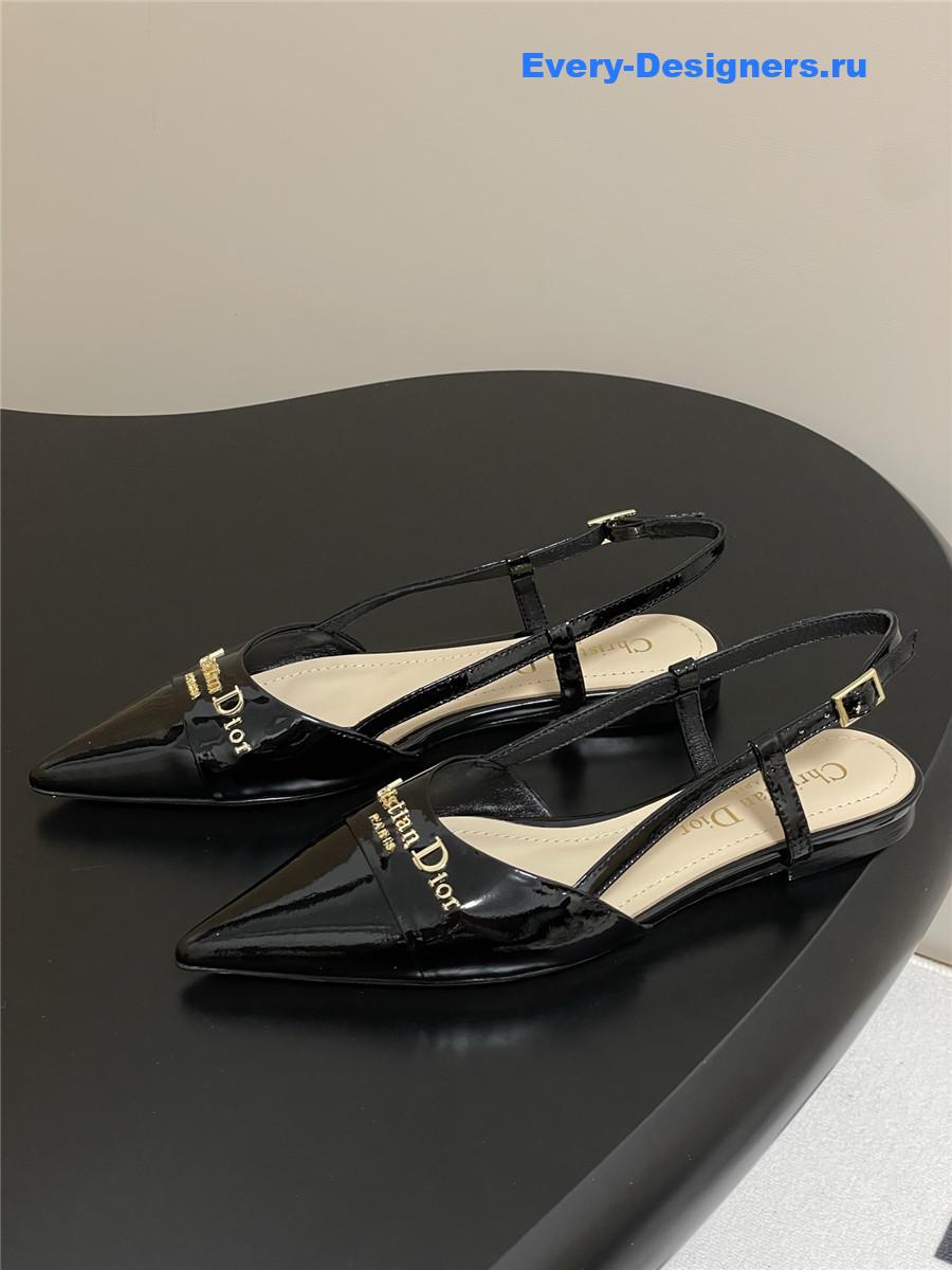D10r black slingback flats
