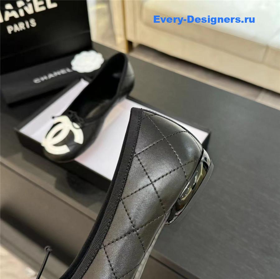 Ch**el black white cc logo ballet flats