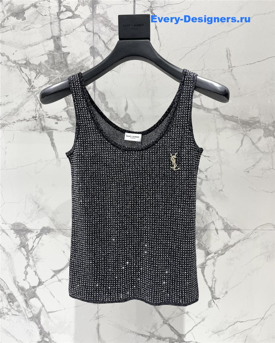 Sa1nt Lau*nt sequined silk knit vest