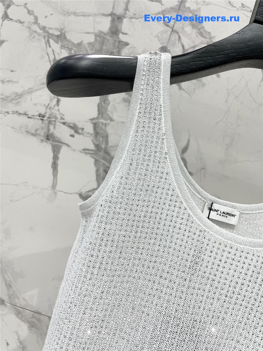 Sa1nt Lau*nt white sequined vest