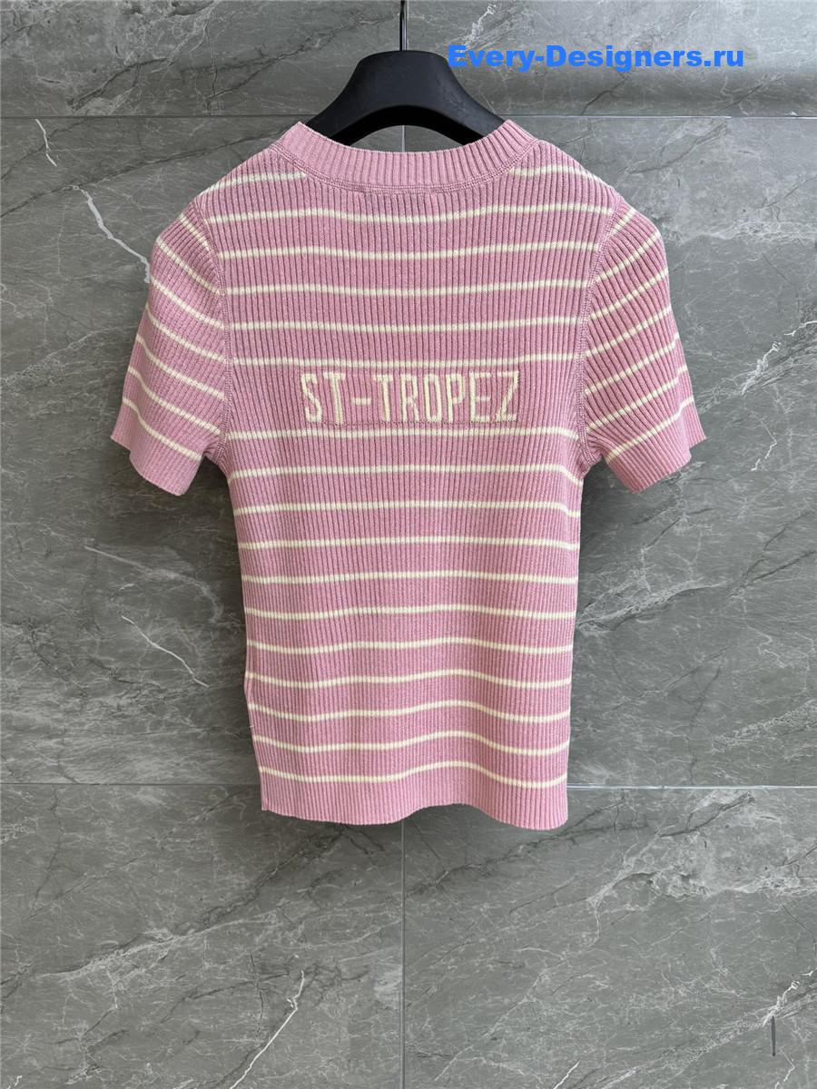 D10r pink striped knit top