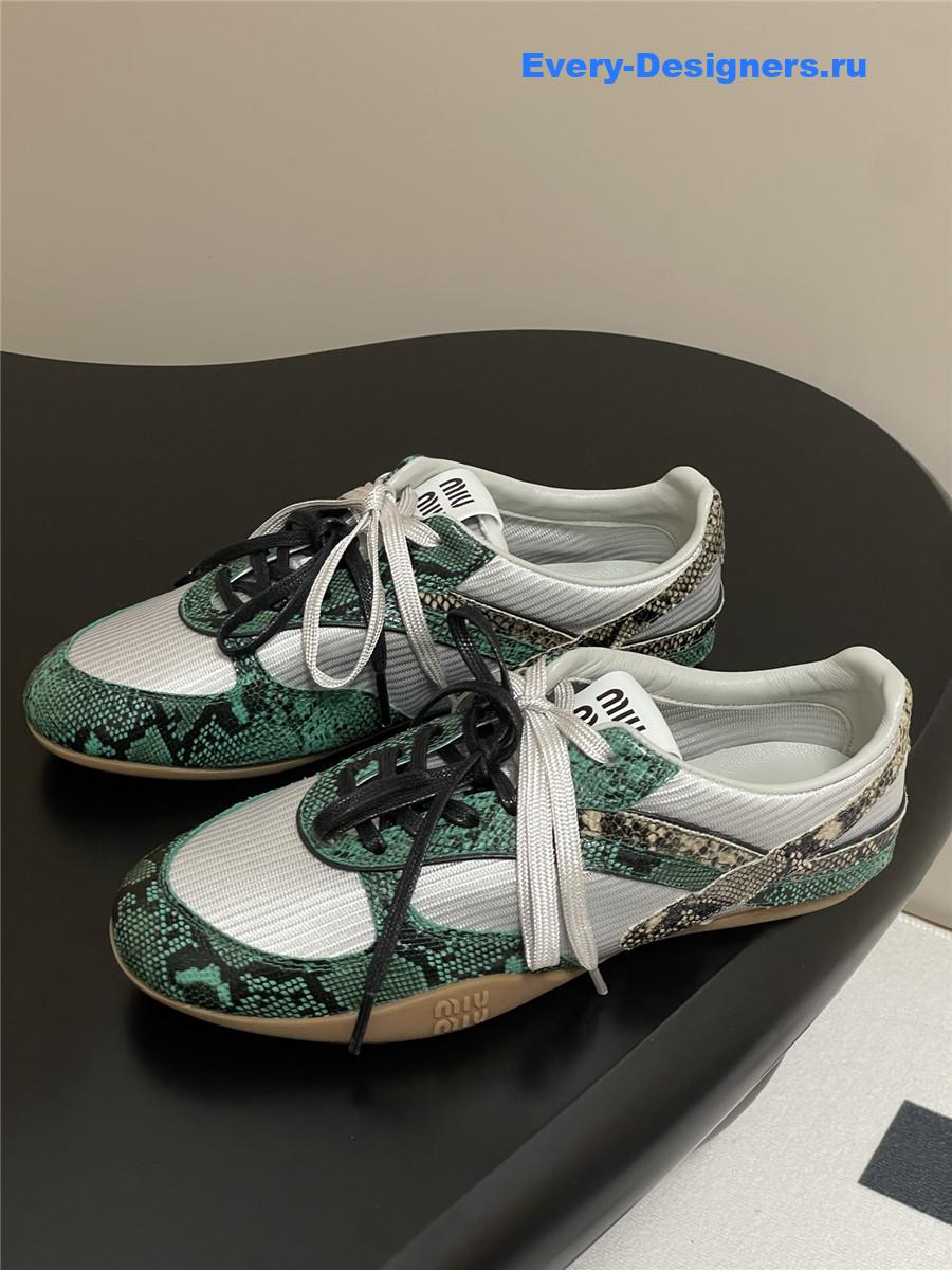 Miu Miu Green Snakeskin Sneakers