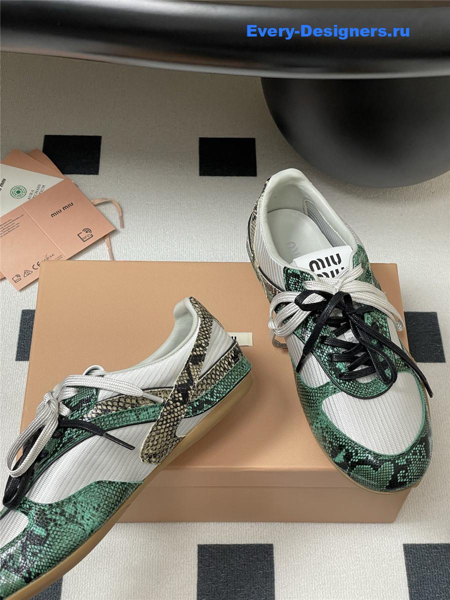 Miu Miu Green Snakeskin Sneakers