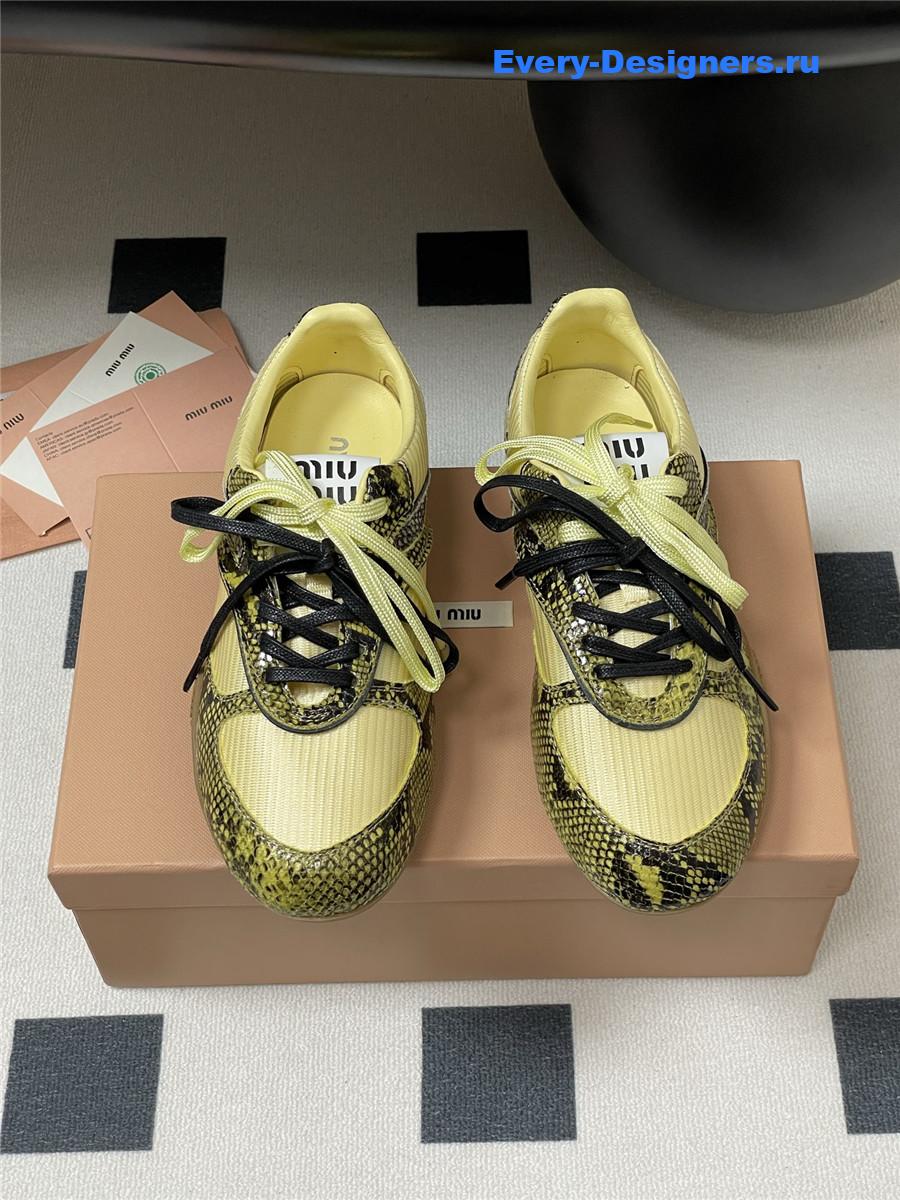 Miu Miu Yellow Snakeskin Sneakers
