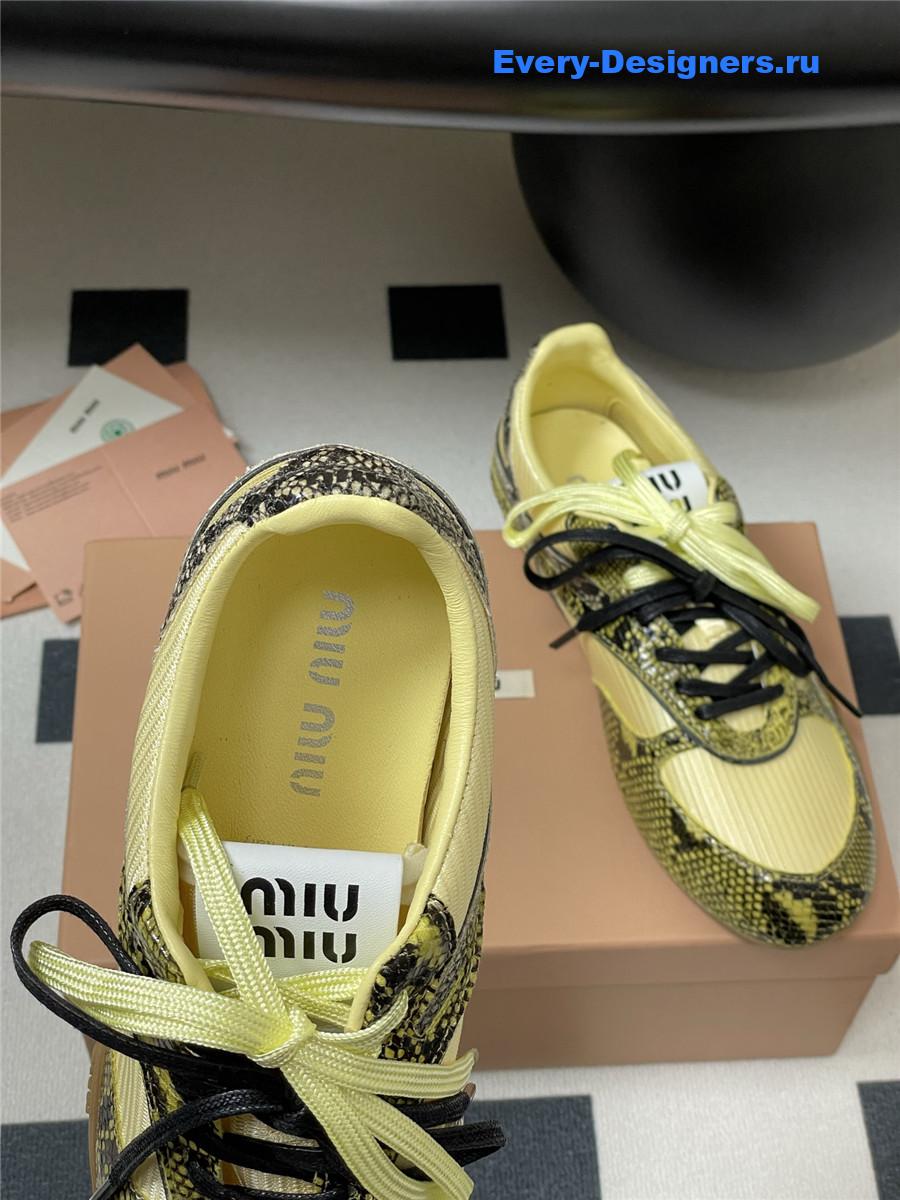 Miu Miu Yellow Snakeskin Sneakers
