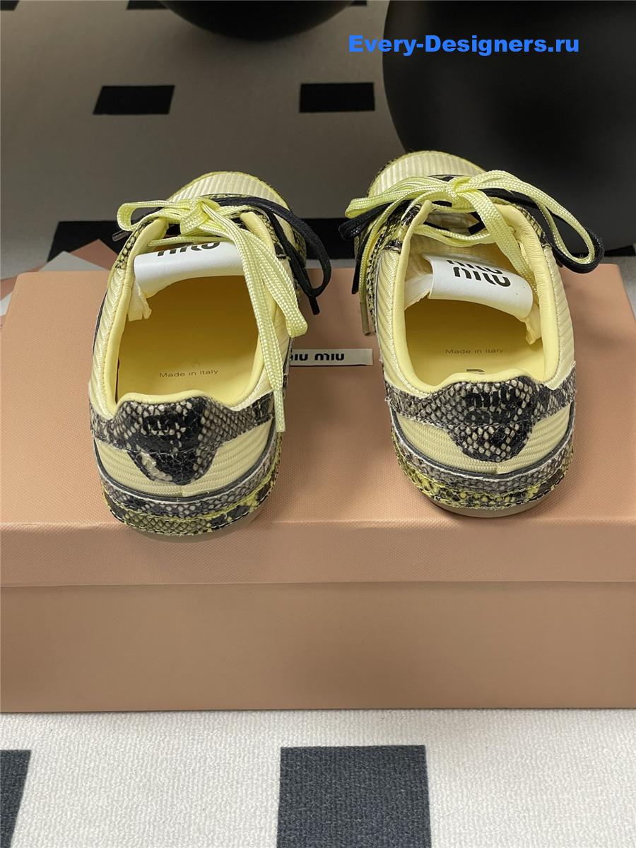 Miu Miu Yellow Snakeskin Sneakers