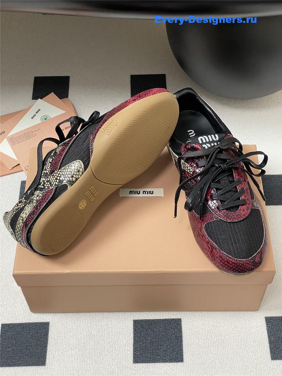 Miu Miu Burgundy Snakeskin Sneakers