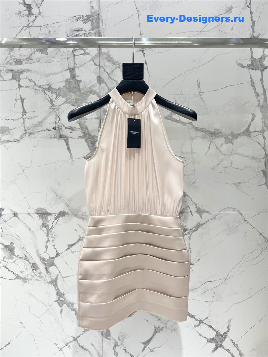 Sa1nt Lau*nt beige halter dress
