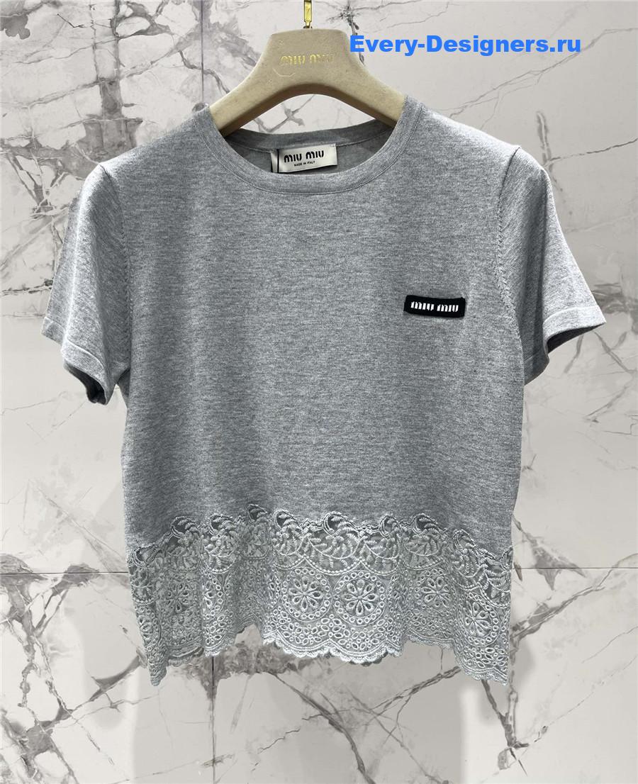 Miu Miu Grey Knitted Short Sleeves