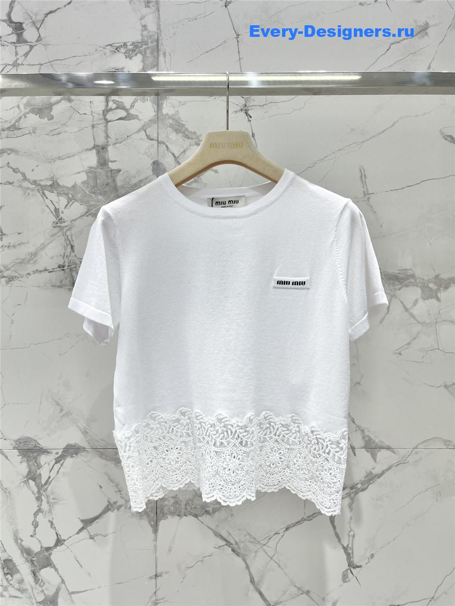 Miu Miu White Knitted Short Sleeves